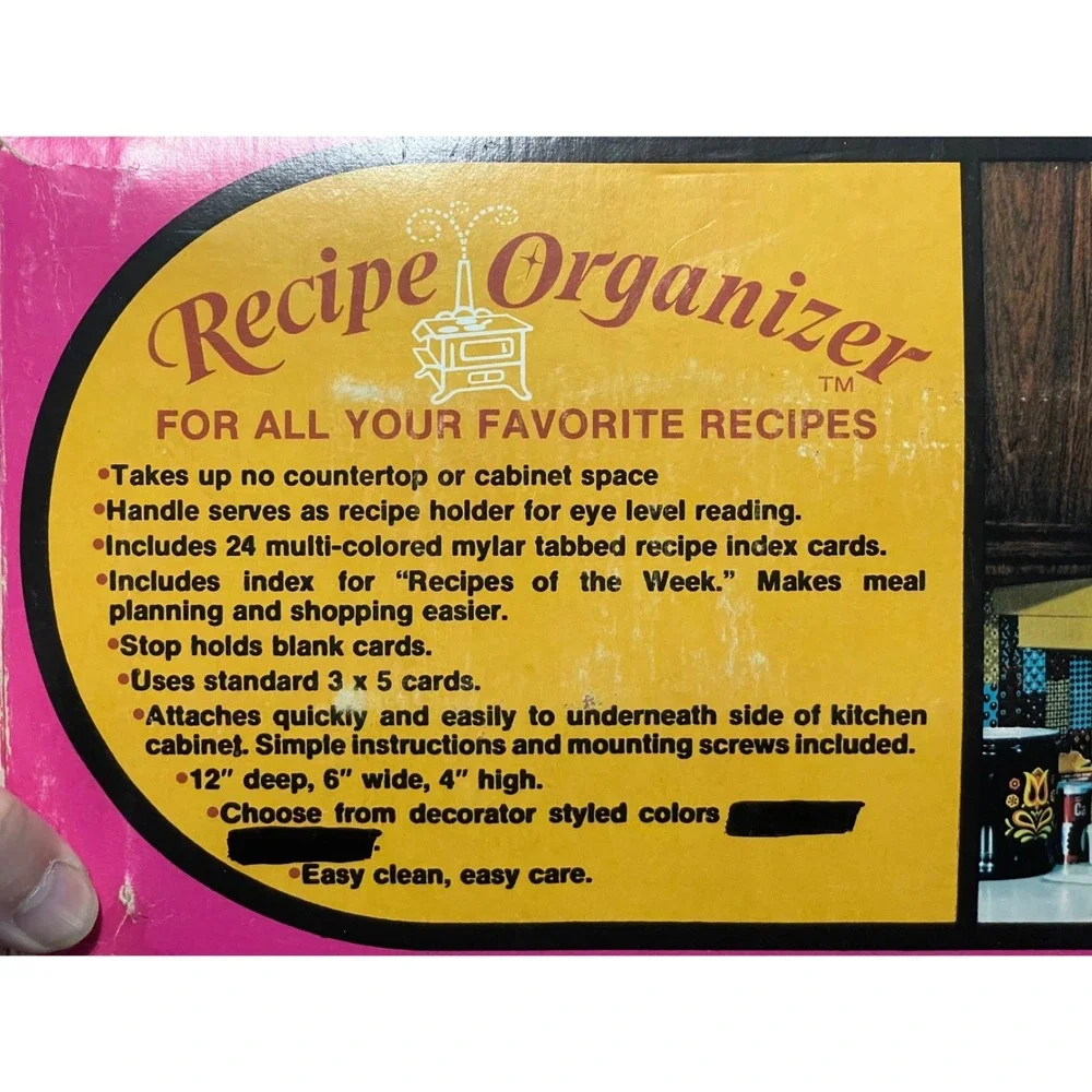 Vintage 70's New Dimension Products Recipe Organizer Under Cabinet Gold 3x5 Card
